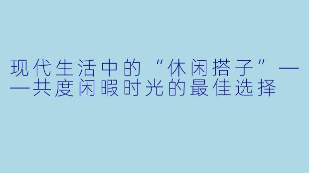 现代生活中的“休闲搭子”——共度闲暇时光的最佳选择