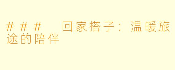 ### 回家搭子：温暖旅途的陪伴
