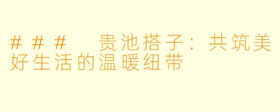 ### 贵池搭子：共筑美好生活的温暖纽带