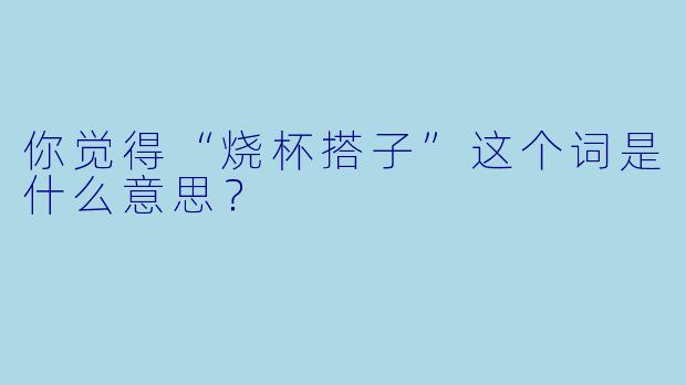 你觉得“烧杯搭子”这个词是什么意思？