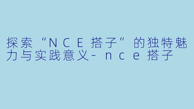 探索“NCE搭子”的独特魅力与实践意义
