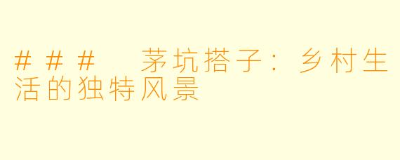 ### 茅坑搭子：乡村生活的独特风景