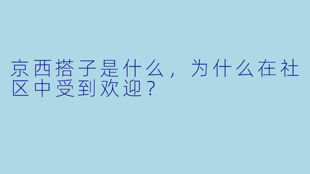 京西搭子是什么,为什么在社区中受到欢迎?