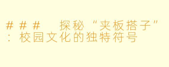 ### 探秘“夹板搭子”：校园文化的独特符号