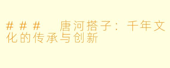 ### 唐河搭子:千年文化的传承与创新
