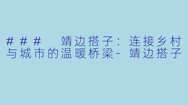 ### 靖边搭子：连接乡村与城市的温暖桥梁-靖边搭子
