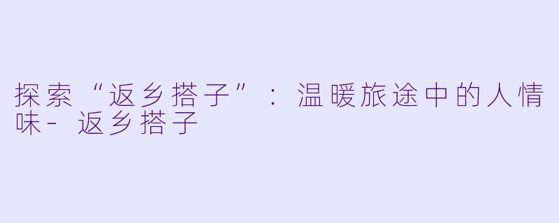 探索“返乡搭子”：温暖旅途中的人情味-返乡搭子