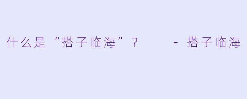 什么是“搭子临海”？  