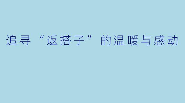 追寻“返搭子”的温暖与感动