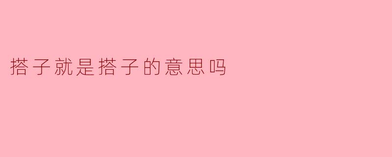 搭子就是搭子的意思吗？****