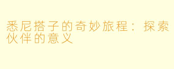悉尼搭子的奇妙旅程：探索伙伴的意义