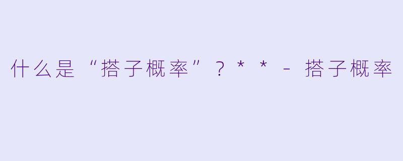 什么是“搭子概率”?**