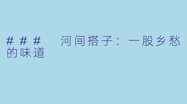 ### 河间搭子:一股乡愁的味道