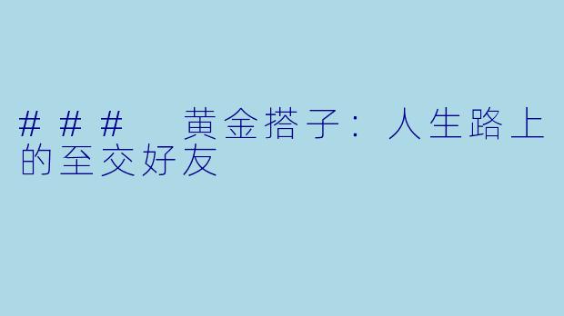 ### 黄金搭子：人生路上的至交好友
