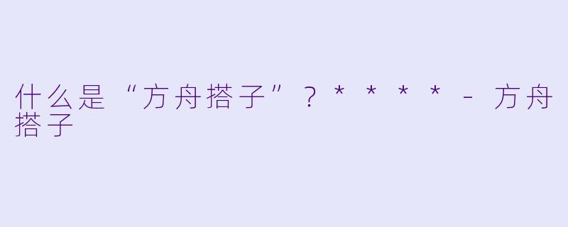 什么是“方舟搭子”?****