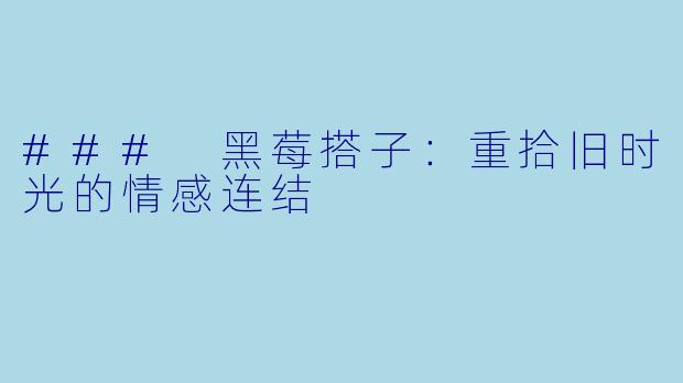 ### 黑莓搭子:重拾旧时光的情感连结