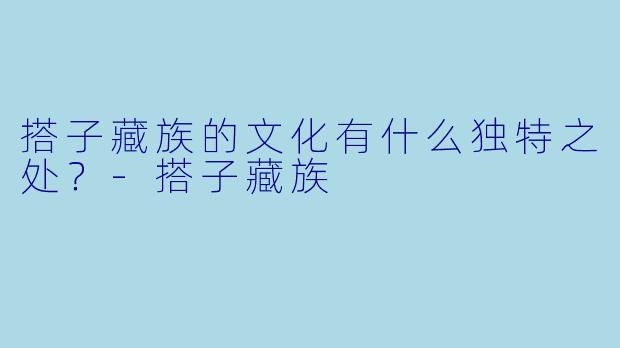 搭子藏族的文化有什么独特之处？