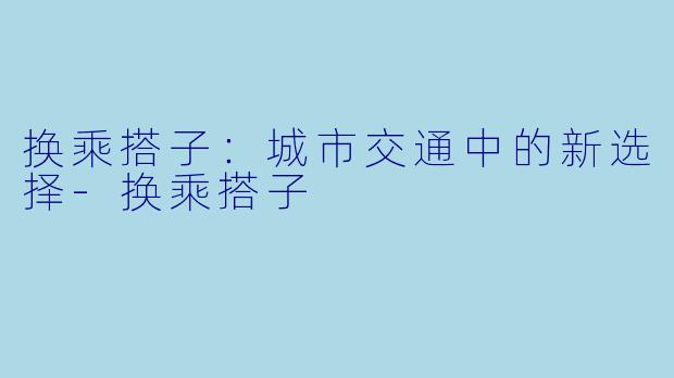 换乘搭子:城市交通中的新选择-换乘搭子