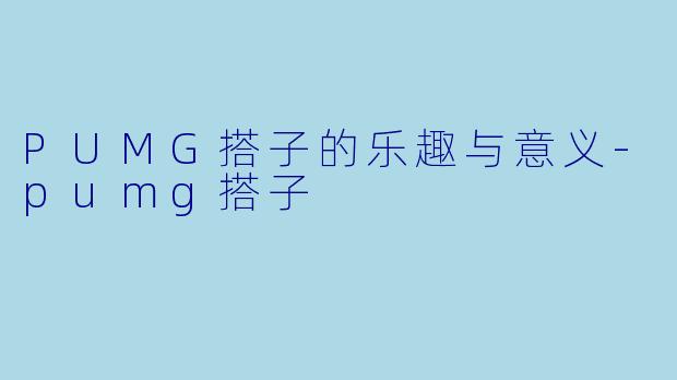 PUMG搭子的乐趣与意义-pumg搭子