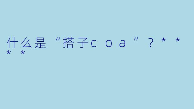 什么是“搭子coa”？****