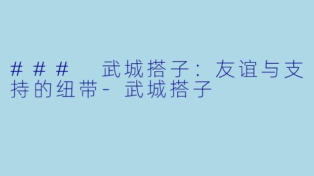 ### 武城搭子:友谊与支持的纽带