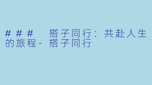 ### 搭子同行：共赴人生的旅程-搭子同行