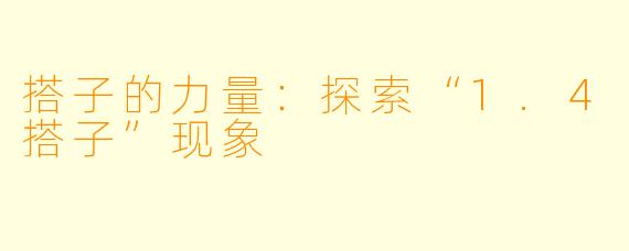 搭子的力量:探索“1.4搭子”现象