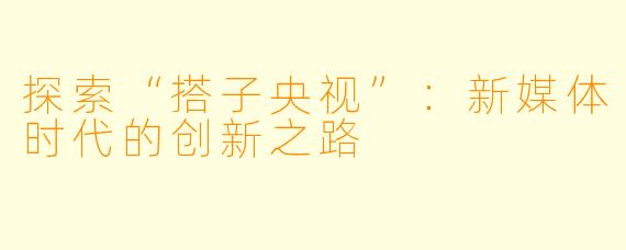 探索“搭子央视”：新媒体时代的创新之路