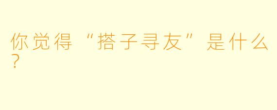 你觉得“搭子寻友”是什么？  