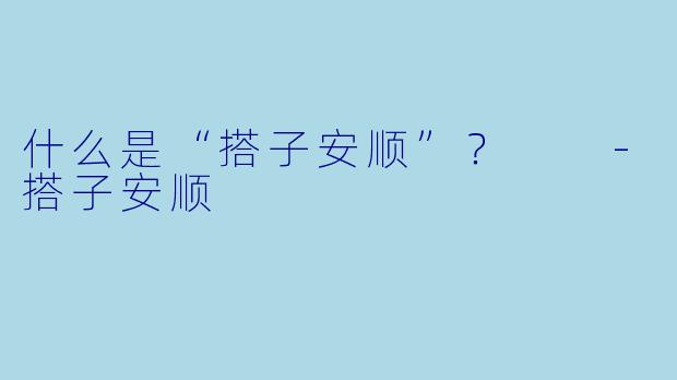 什么是“搭子安顺”？  