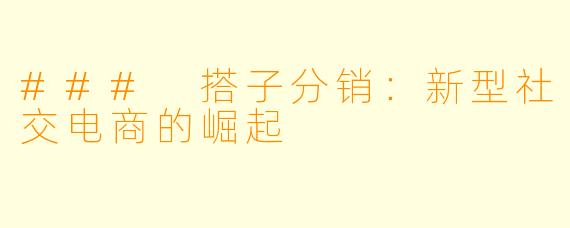 ### 搭子分销:新型社交电商的崛起