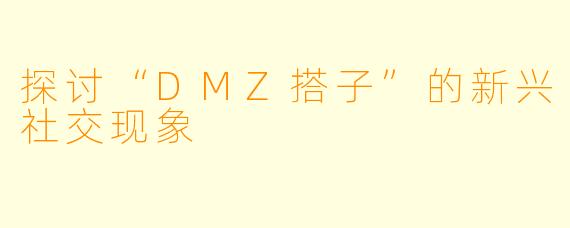 探讨“DMZ搭子”的新兴社交现象