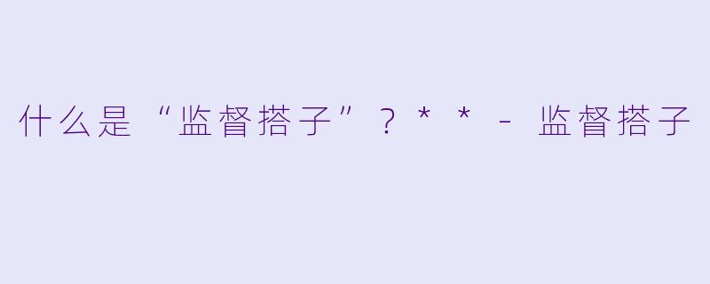 什么是“监督搭子”?**
