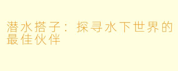 潜水搭子：探寻水下世界的最佳伙伴