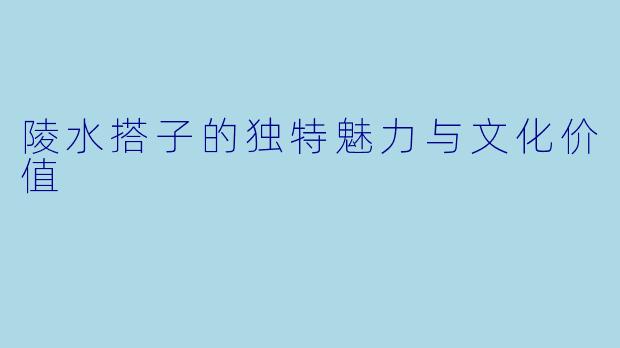 陵水搭子的独特魅力与文化价值