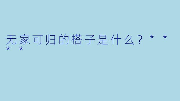 无家可归的搭子是什么？****