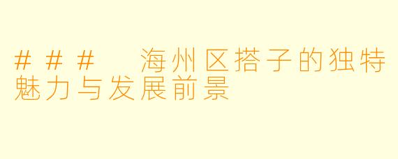 ### 海州区搭子的独特魅力与发展前景
