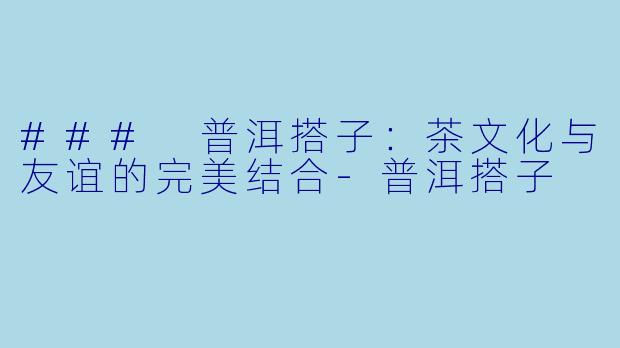 ### 普洱搭子:茶文化与友谊的完美结合