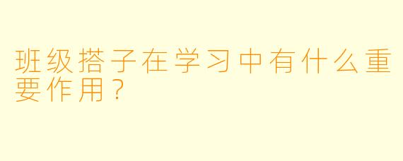 班级搭子在学习中有什么重要作用？