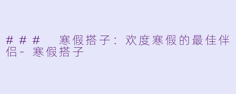 ### 寒假搭子：欢度寒假的最佳伴侣