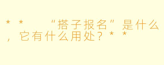 ** “搭子报名”是什么,它有什么用处?**