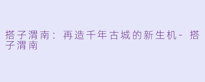 搭子渭南：再造千年古城的新生机-搭子渭南