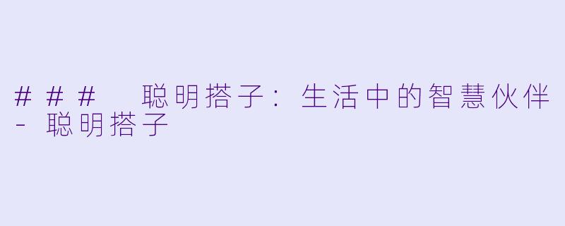 ### 聪明搭子:生活中的智慧伙伴-聪明搭子