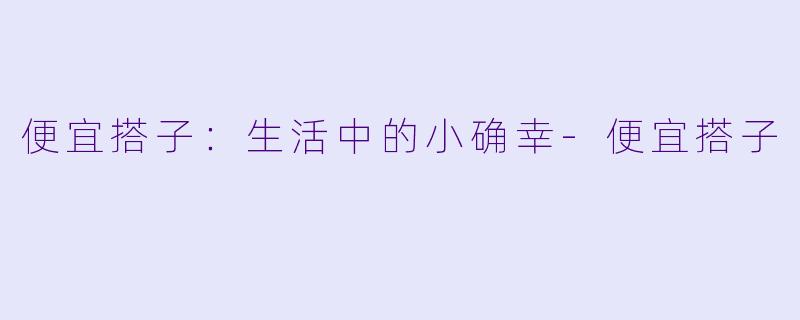 便宜搭子：生活中的小确幸-便宜搭子