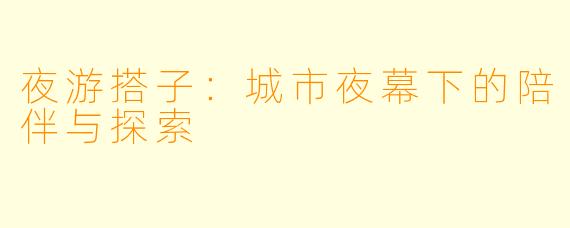 夜游搭子:城市夜幕下的陪伴与探索