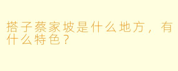 搭子蔡家坡是什么地方，有什么特色？