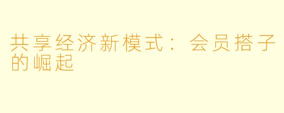 共享经济新模式:会员搭子的崛起