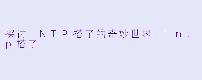 探讨INTP搭子的奇妙世界-intp搭子