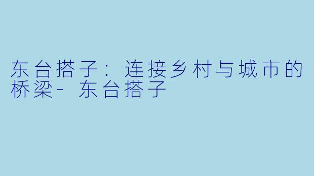 东台搭子:连接乡村与城市的桥梁-东台搭子