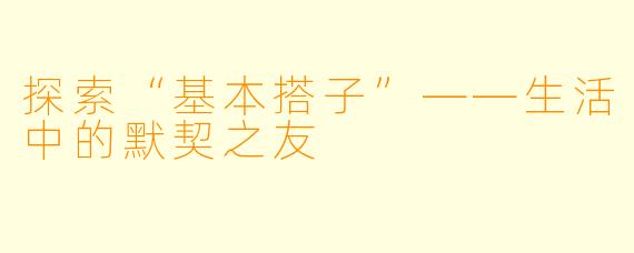 探索“基本搭子”——生活中的默契之友